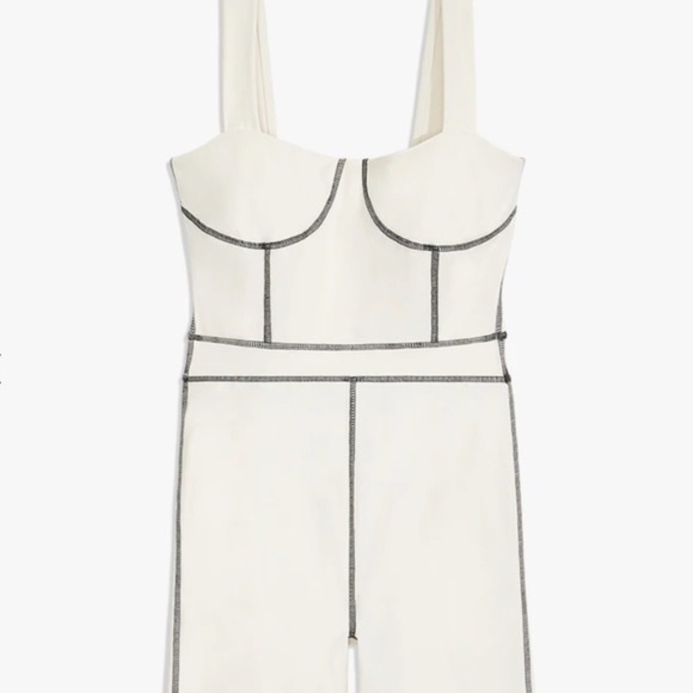 WeWoreWhat White Corset Bodysuit with black stitching size Large. NEW WITH TAGS
